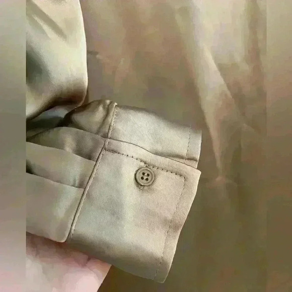 Rachel Zoe Champagne Satin Long Sleeve V Neck Shift Dress- Size Small- EUC - Picture 5 of 6